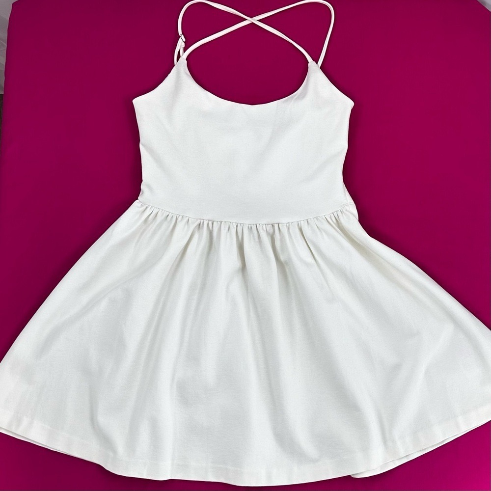 Guess White Skater Mini Dress Tie-Up Back Bodycon Fit & Flare‎ Sleeveless Size 6